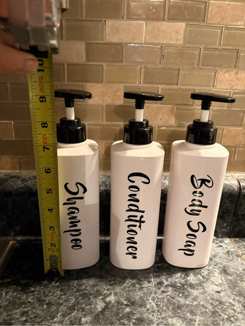 White Pump Bottle Set for Shampoo, Conditioner, Body Soap